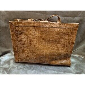 Liz Claiborne Faux Crock Style Tan Shoulder Tote Bag